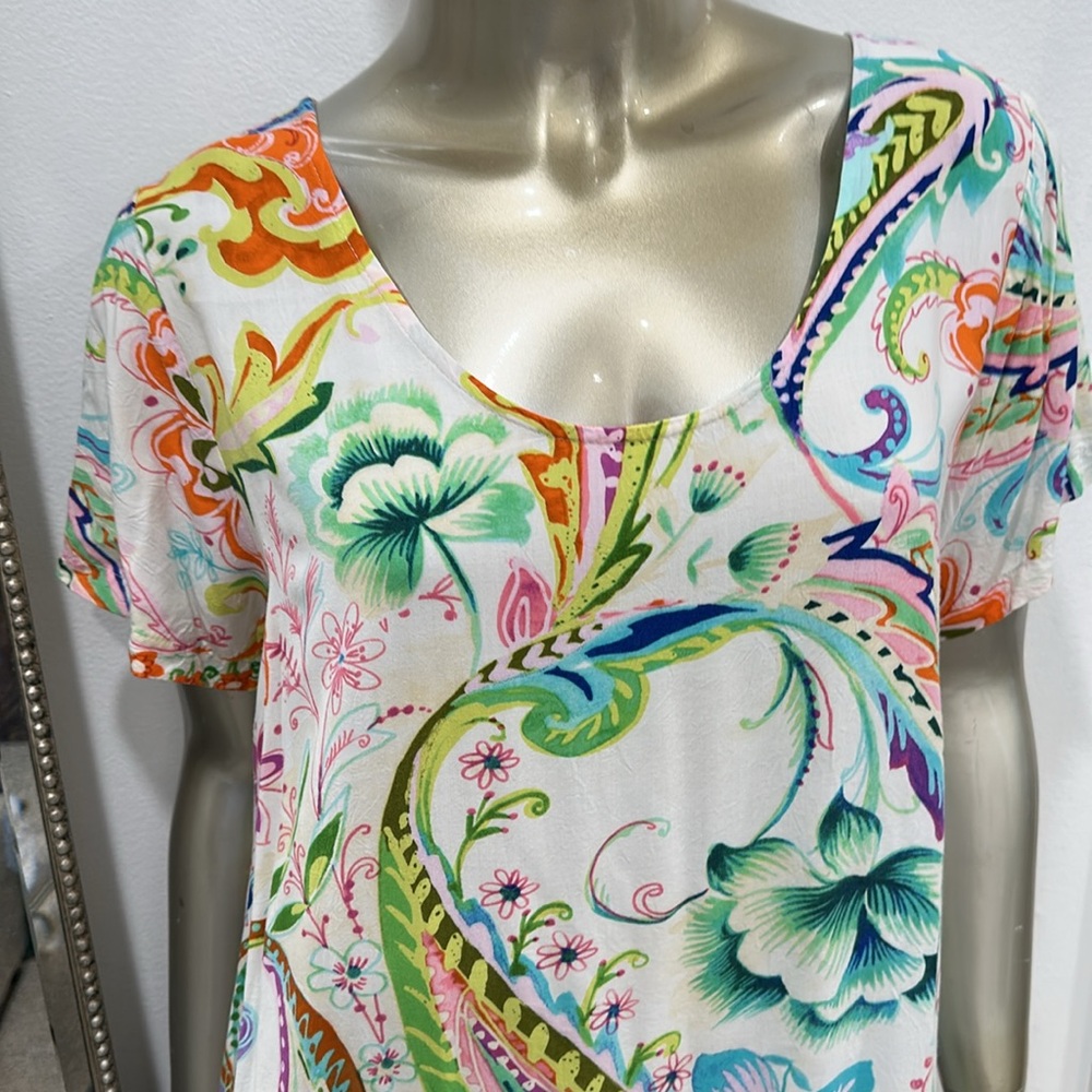 Jams World Multi Color Floral Ruffled Tiered Summer Dress Size L chablis